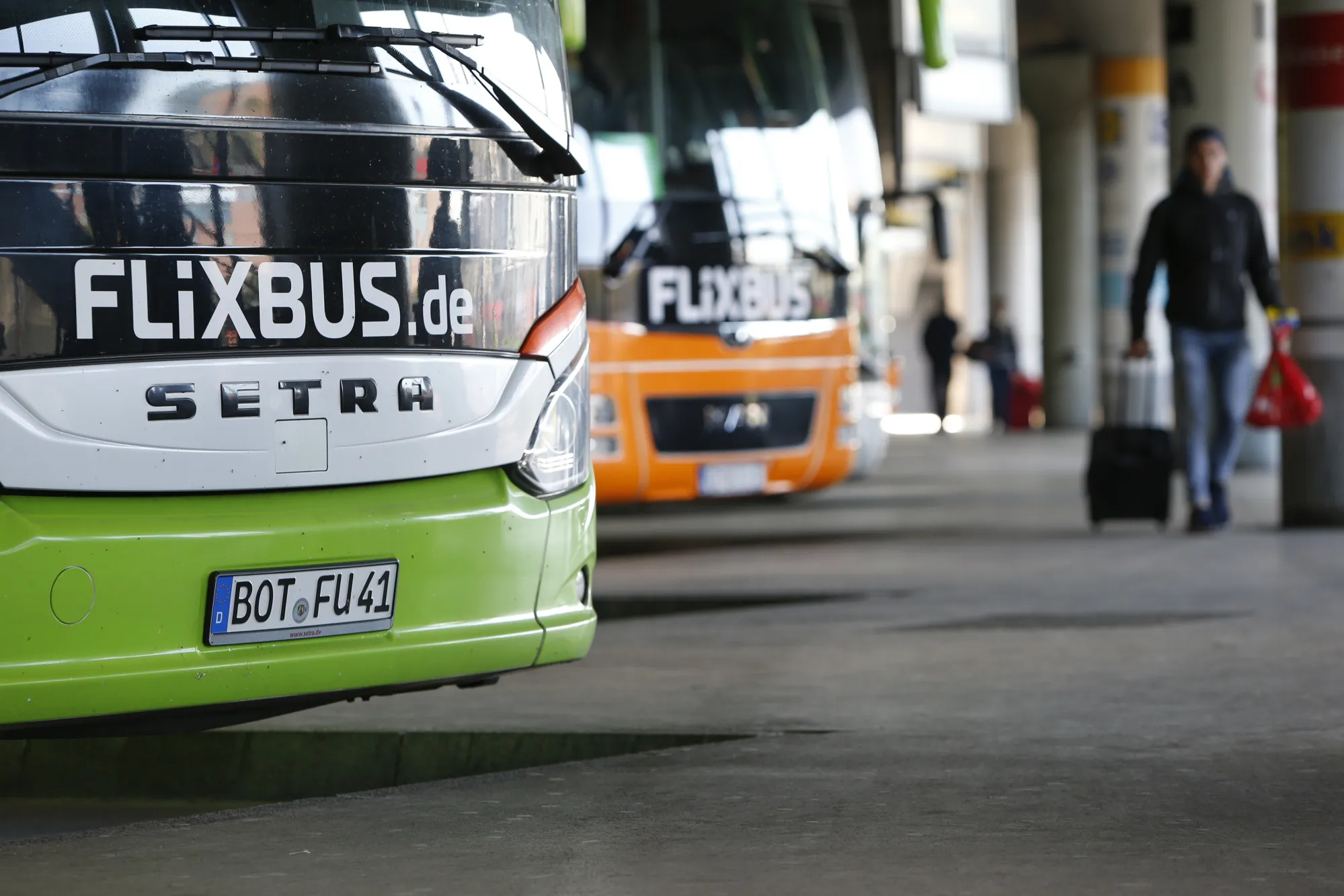 FlixBus on highway in Europe