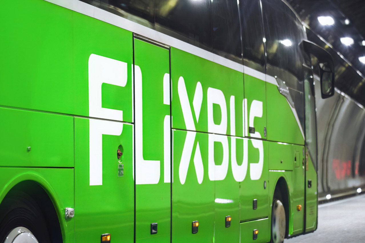 FlixBus on highway in Europe
