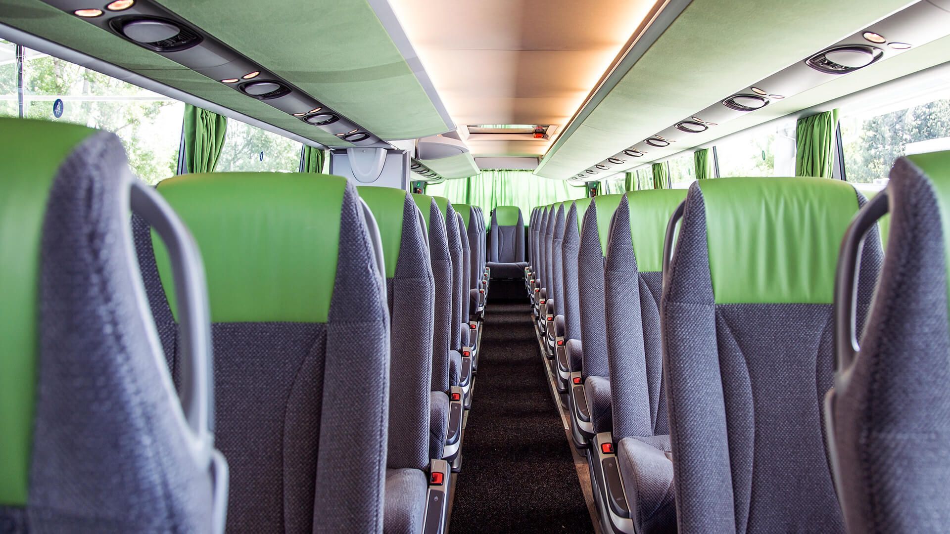 FlixBus on highway during sunset