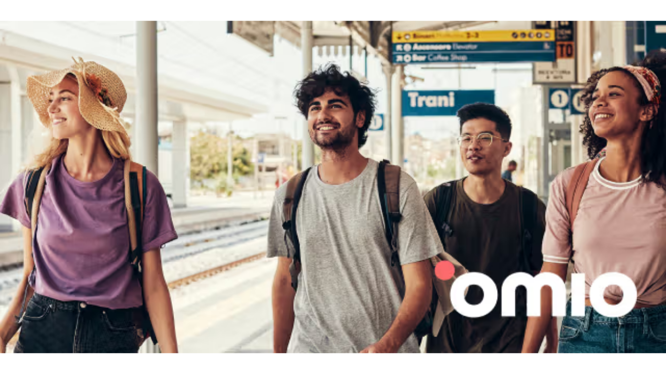 European train station with travelers